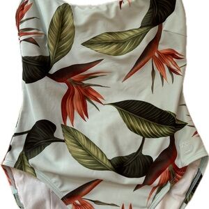 Tommy Bahama Green and Orange Tropical swimsuit with matching sarong
